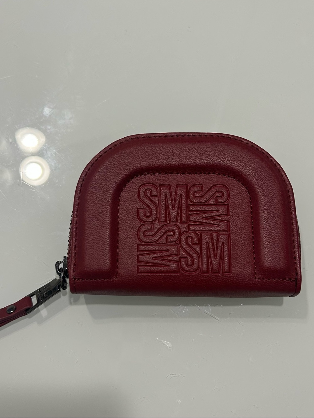 Steve Madden SM Embossed Half-Moon Crossbody Bag in Burgundy - Picture 8 of 9